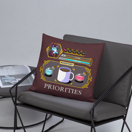 "Coffee Priorities" Throw Pillow - Certifiable Studios