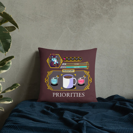 "Coffee Priorities" Throw Pillow - Certifiable Studios