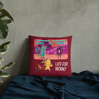 
              "Late For Work" Throw Pillow
            