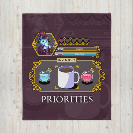 "Coffee Priorities" Throw Blanket - Certifiable Studios
